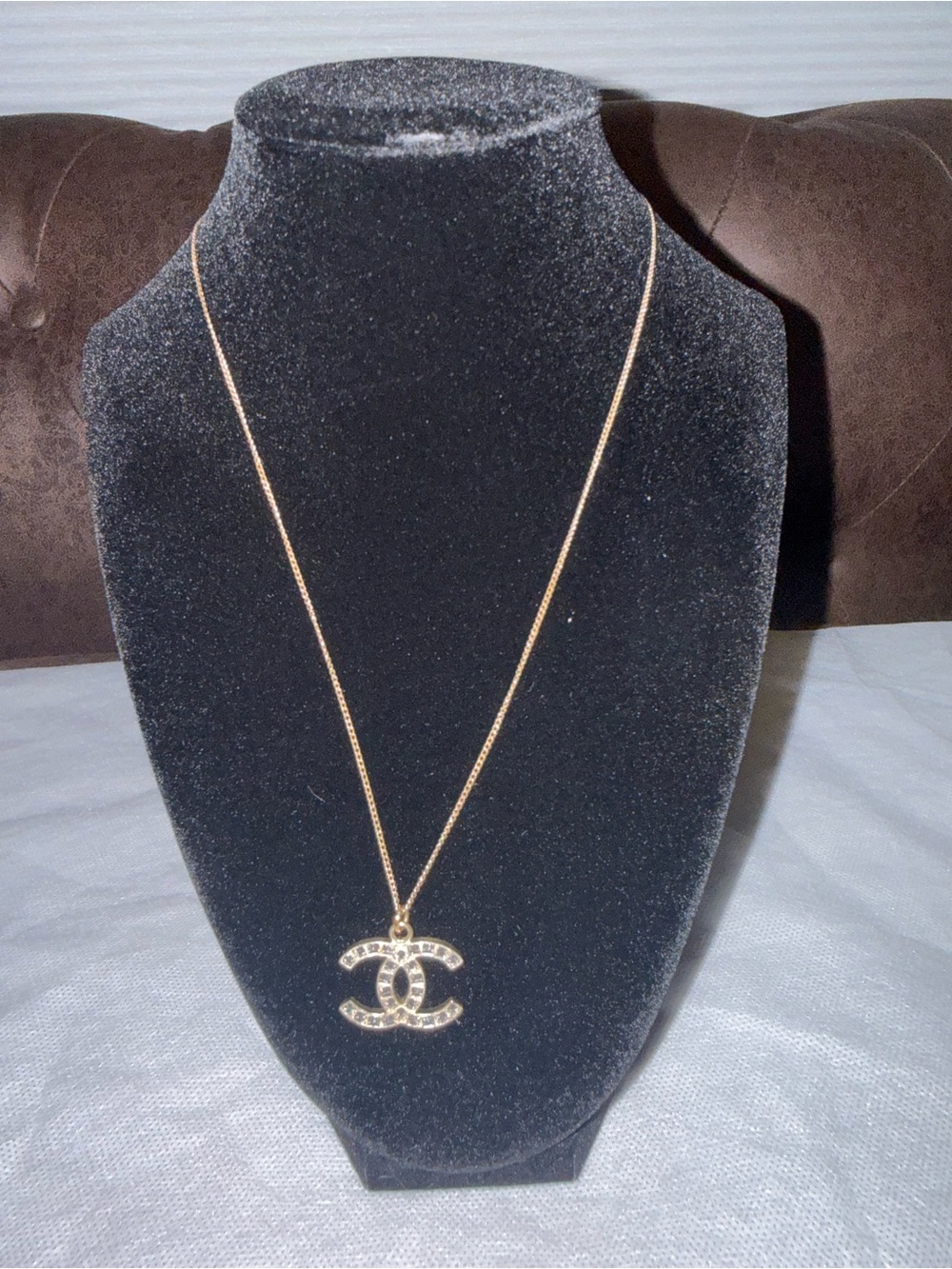 Chanel CC crystal logo necklace